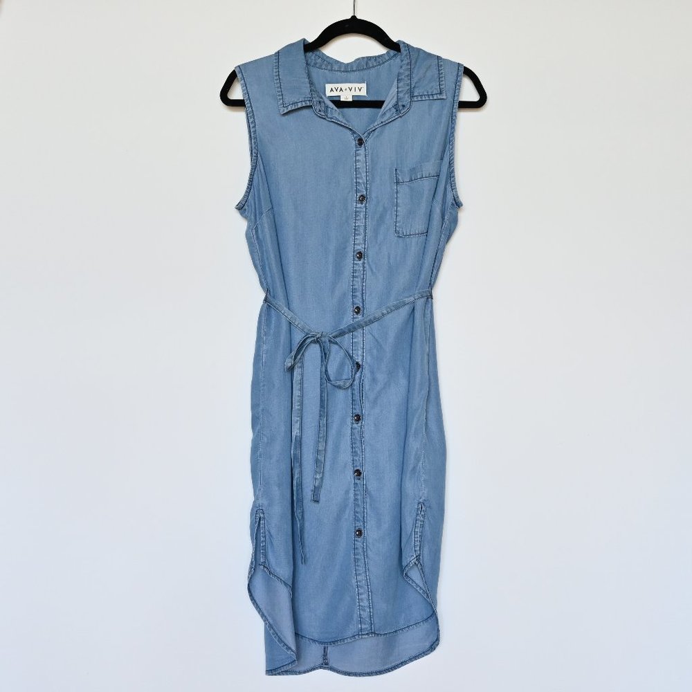 AVA & VIV Sleeveless Belted Shirt Dress *Size X*